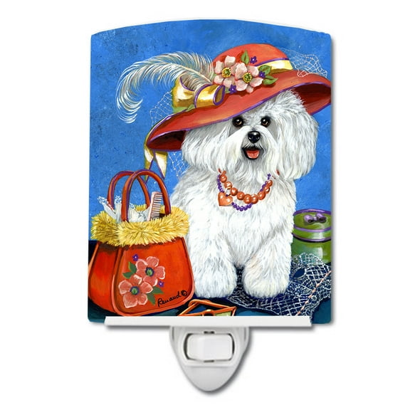 Caroline's Treasures PPP3023CNL Bichon Frise Mademoiselle Ceramic Night Light, 6x4x3", multicolor