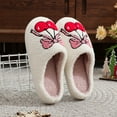thumbnail image 3 of Plush Bow Cherry Slippers Kawaii Furry Slippers for Autumn Winter Sport Supplies (40-41), 3 of 10