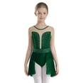 thumbnail image 6 of iiniim Kids Girls Figure Ice Skating Leotard Dress Sleeveless Gymnastics Ballroom Dancewear Green 14, 6 of 7