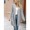 thumbnail image 4 of Fall Long Sleeve Cardigan Sweaters for Women Trendy Winter Open Front Loose Knitted Cardigan with Pockets Grey XL, 4 of 8