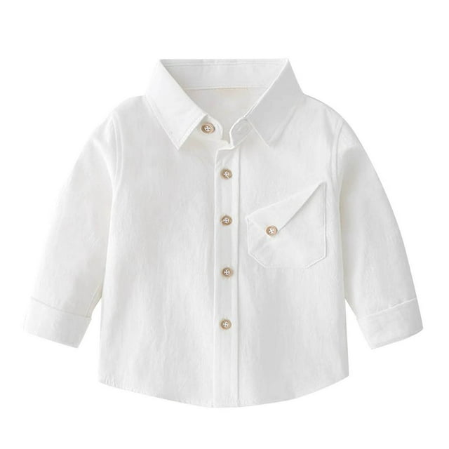 YUNAFFT Chemise à Manches Longues pour Enfants Couleur Unie Col Rabattu Haut Polyvalent Classique Décontracté