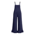 thumbnail image 7 of QIYAGBSA Overalls for Women Adjustable Straps Wide Leg Ruffle Hem Side Pockets Solid Color Loose Fit Casual Full Length Jumpsuit for Fall Spring, 7 of 7