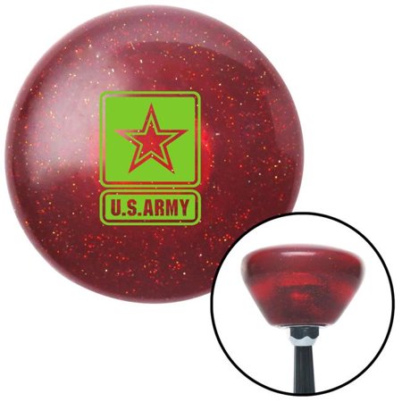 American Shifter Green US Army Insignia Red Retro Metal Flake Shift Knob with M16 x 1.5 Insert Auto Brody