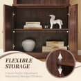 thumbnail image 4 of Aitjunz 77.6" Tall Pantry Cabinet, Kitchen Pantry Storage Cabinet with Adjustable Shelves, Open Storage and 2 Fluted Doors, Freestanding Kitchen Cabinet for Dining Room, Brown, 4 of 8
