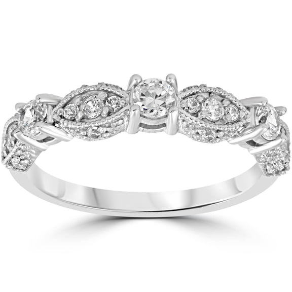 Pompeii 1/2 Ct Vintage Diamond Wedding Ring 14K White Gold (H/I,I1-I2)