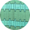 thumbnail image 1 of Ahgly Company Machine Washable Indoor Round Abstract Turquoise Blue Modern Area Rugs, 3' Round, 1 of 4
