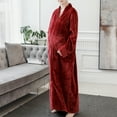 thumbnail image 5 of Homgro Women's Winter Long Plush Robe Ladies Full Length Soft Qulited Fuzzy Fleece Bathrobe Warm Thermal Long Sleeve V Neck Full Zip Up Zipper Comfy Bath Maternity Housecoat Pocket Burgundy Large, 5 of 5