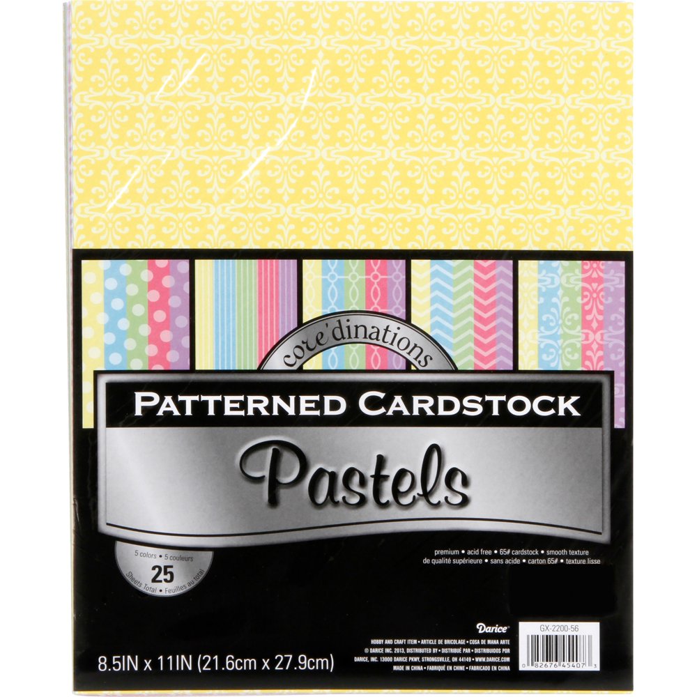 Core'dinations Value Pack Patterned Cardstock 8.5"X11" 25/PkPastels