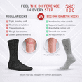 thumbnail image 6 of 3 Pairs Diabetic Crew Socks for Men & Women, Non-Binding, Breathable Moisture Wicking, Comfort Fit, Size 9-11, Gray, 6 of 6
