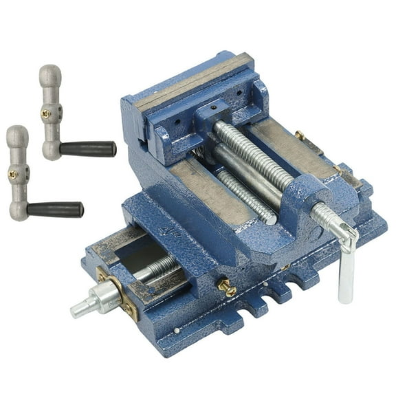 waltyotur Cross Slide Drill Press Vise 2 Way X-Y Heavy Duty Clamp Machine Cast Iron Drill Press X-Y Compound Vise - 4 Inch Blue