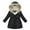 Black, variant on Godderr Kids Girls Winter Down Hoodie Jacket Coat down Snowsuit Zip up Hoodie Snowsuit Outerwear Waist retraction Solid Color Autumn Winter Outerwear
