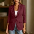 thumbnail image 6 of sdhkgrrt Women's Long Sleeve Button Down Blazer Fall Open Front Business Work Casual Suit Jackets Solid Basic Office Outfits Tops, Wine XL, 6 of 7