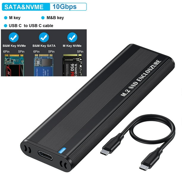 Inteprter M2 SSD Enclosure Case NVME Disco duro de doble protocolo M.2 a USB 3.1 Adaptador de estado solido para cajas de disco PCIE NGFF Type1 NO1 Inteprter Walmart en linea