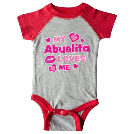 

Inktastic Valentine s Day My Abuelita Loves Me Hearts and Lips Gift Baby Boy or Baby Girl Bodysuit