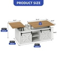 thumbnail image 4 of ModFusion White and Walnut 47.2" Lift-Top Coffee Table with Dual Lift Mechanism, Sliding Barn Doors and Storage, 4 of 10