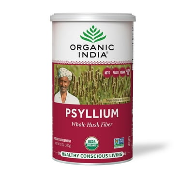 Organic India Psyllium, Whole Husk 100% Certified Organic Fiber, Natural Dietary Fiber 12 oz