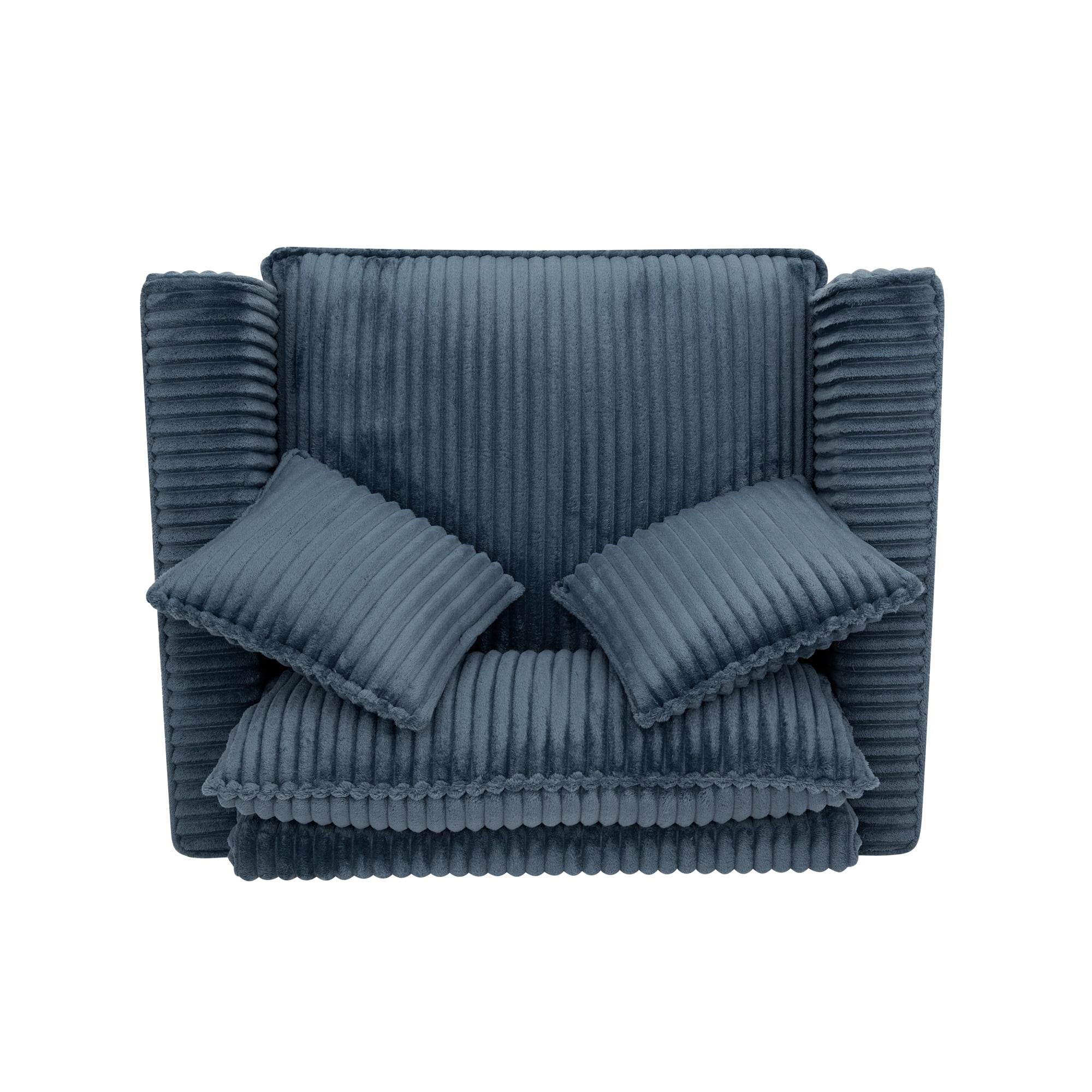 Leumius Accent Chair Armchair,Comfy Upholstered Single Sofa Chair with 2 Pillow for Living Room,Bedroom,Blue