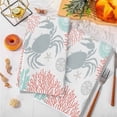 thumbnail image 3 of Teal Red Crab Coastal Kitchen Towels Set of 3, Summer Coral Nautical Soft Microfiber Dish Towels, Absorbent Quick-Dry Washable Dishcloths for Kitchen Cleaning, Drying Dishes, 18x28 Inches, 3 of 9