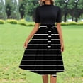 thumbnail image 5 of Bixock Women's Summer Dress Midi Sundress Solid Color High Neck Short Sleeve Long Dress With Belt Travel Vacation Clothes, 5 of 6