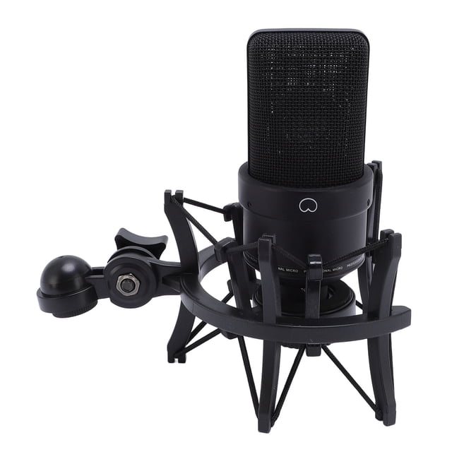 Condenser Microphone, Zinc Alloy Studio XLR Microphone for Live Streaming Gold,Black