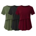 thumbnail image 2 of Vêtements de Grossesse Offres de l'Action de Grâce Liquidation Été Vêtements de Maternité pour Femmes Col Rond Manches Courtes Volants Pli Hauts de Grossesse, 2 of 5