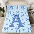 thumbnail image 2 of Castle Fairy Monogrammed Letter Initial A 4 Pieces Queen Sheet Sets for Teens Girls Boys,Kawaii Blue Bow Ultra Soft Flat Sheet,Dreamy Princess Queen Fitted Sheet,Super Cozy Room Decor, 2 of 7
