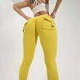 thumbnail image 6 of drpgunly Womens Pants Butt Lifting with Pockets for Stretch Cargo High Waist Workout Running Compression Leggings for Women Seamless Leggings for Women ,Yellow XL, 6 of 9
