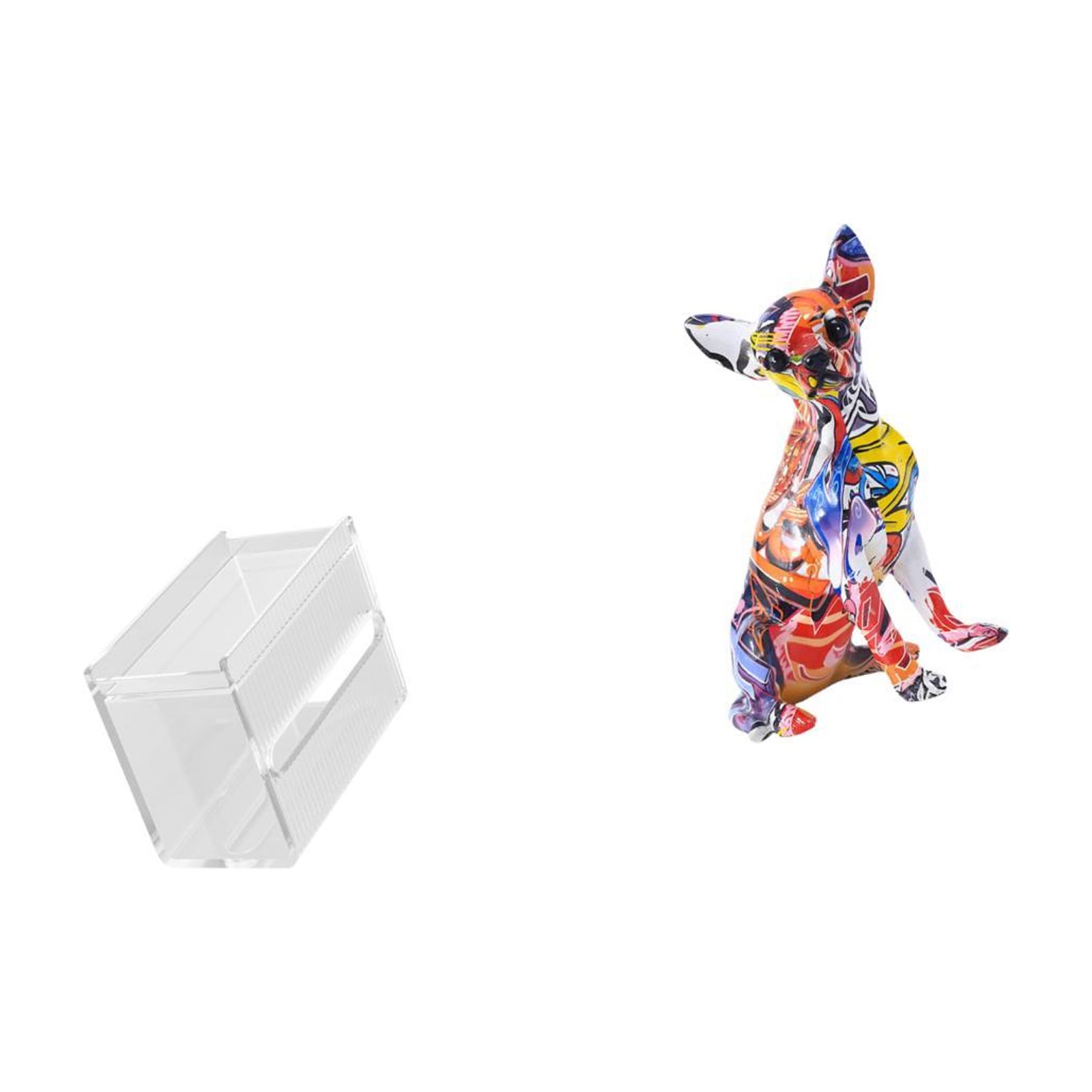 Fiocias Tissue Case Wall Mounted Toilet Paper Storage Box Acrylic Toilet Tissue Towel Holder Decorative Figure Dog Statue Crafted Graffiti Decor Modern