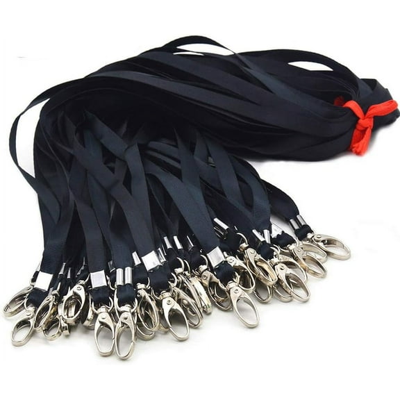Black Lanyards Bulk Lanyards for Id Badges 50 Pack Each 17.7-Inch Lanyard Clip Woven Badge Lanyard with Clip Swivel Hooks
