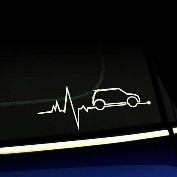 Mini Cooper Heartbeat Decal Sticker | White Vinyl Decal | 6-Inches Wide