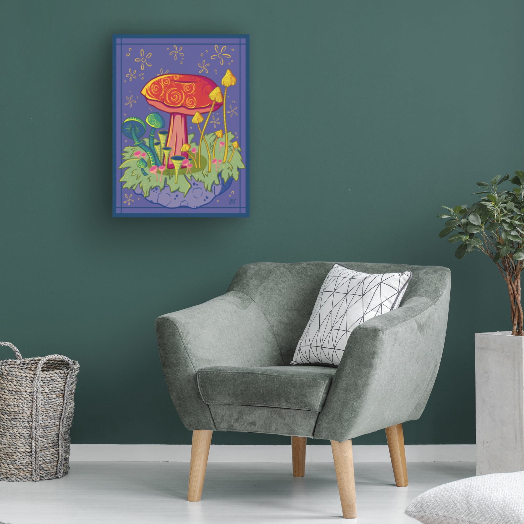 Canvas Wall Art - Rachel Feirman 'Mushroom Kingdom' Wall Art for Living Room, Bedroom, or Office Décor by Trademark Fine Art - 24 x 32 Inches