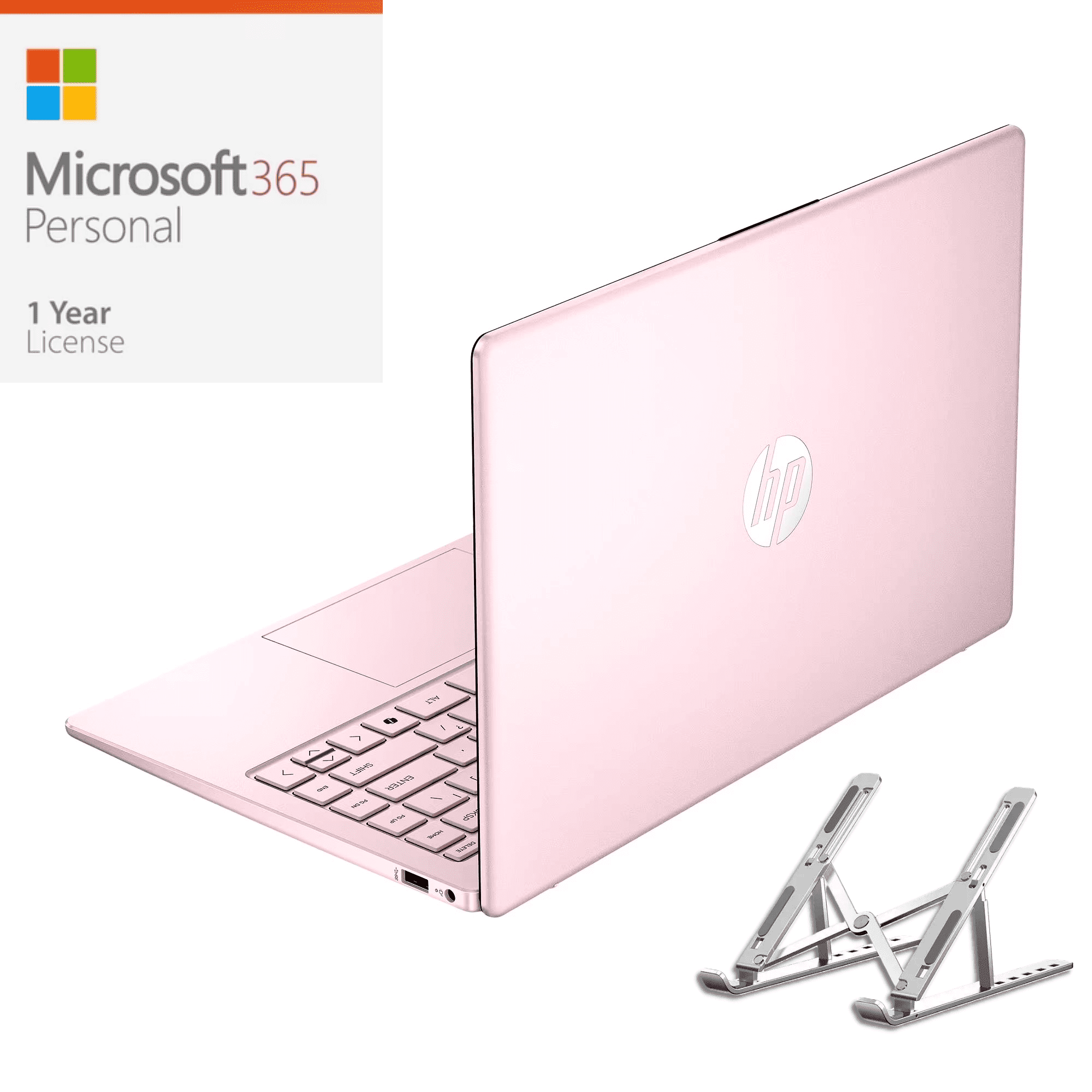 HP 14 Laptop Thin & Light, Office 365(1-Year), 14" HD Display, Intel Processor N150, 16GB RAM, 128GB Storage, Win 11 S (Pink)