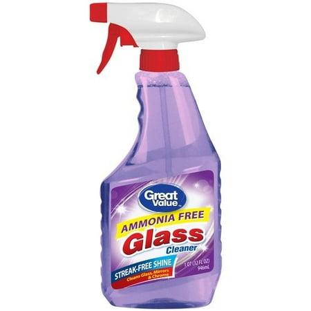 (4 pack) Great Value Ammonia Free Glass Cleaner, 32 fl (Best Window Cleaner Spray)