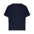 thumbnail image 4 of Olyvenn Stylish Women's Linen Shirts Plus Size Short Sleeve Cotton Blouses Casual Loose Crew Neck Solid Boxy Tunics Top Navy 12, 4 of 6