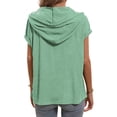 thumbnail image 4 of Hibeli Women's Buttons Down Drawstring Short Sleeve Solid Color Top, 4 of 4