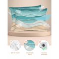 thumbnail image 2 of Turquoise Pillow Cases Standard Size Set of 2, Smooth Satin Pillowcase for Hair and Skin, Ocean Wave Stripes Modern Abstract Beach Decorative Cooling Bed Pillow Covers with Zipper, 20x26 Inches, 2 of 5