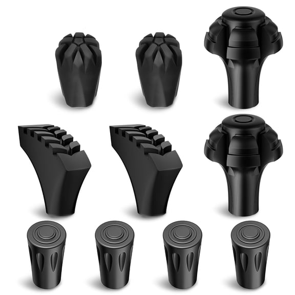 SupreGear 10-Pack Anti-Slip Rubber Tips for Trekking Poles, 11 mm (0.43") Durable Pole Protectors for Hiking and Outdoor Use