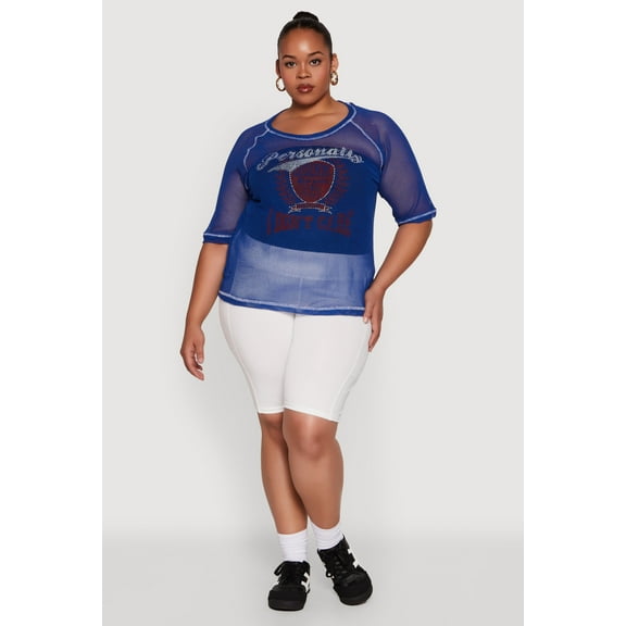 Womens Plus Size Personally I Dont Care Fishnet Top