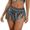 thumbnail image 1 of Fgnfyis Jupes à Paillettes à Franges pour Femmes Shorts Bas de Festival Rave Jupes pour Femmes Noir P, 1 of 8