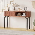 thumbnail image 1 of IdeaHouse 47" Entryway Table with Fluted Slide Doors, Console Table with Storage Space, Sofa Table Narrow Long for Living Room, Hallway, Front Hall, Kitchen Counter, 1 of 7