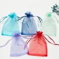 thumbnail image 2 of Bolsas de Organza con cordón de Color, paquetes pequeños de joyería con cuentas, embalaje de regalo de boda y Navidad, 50/100 unidades, 7x9 Cm, 70%, 2 of 4