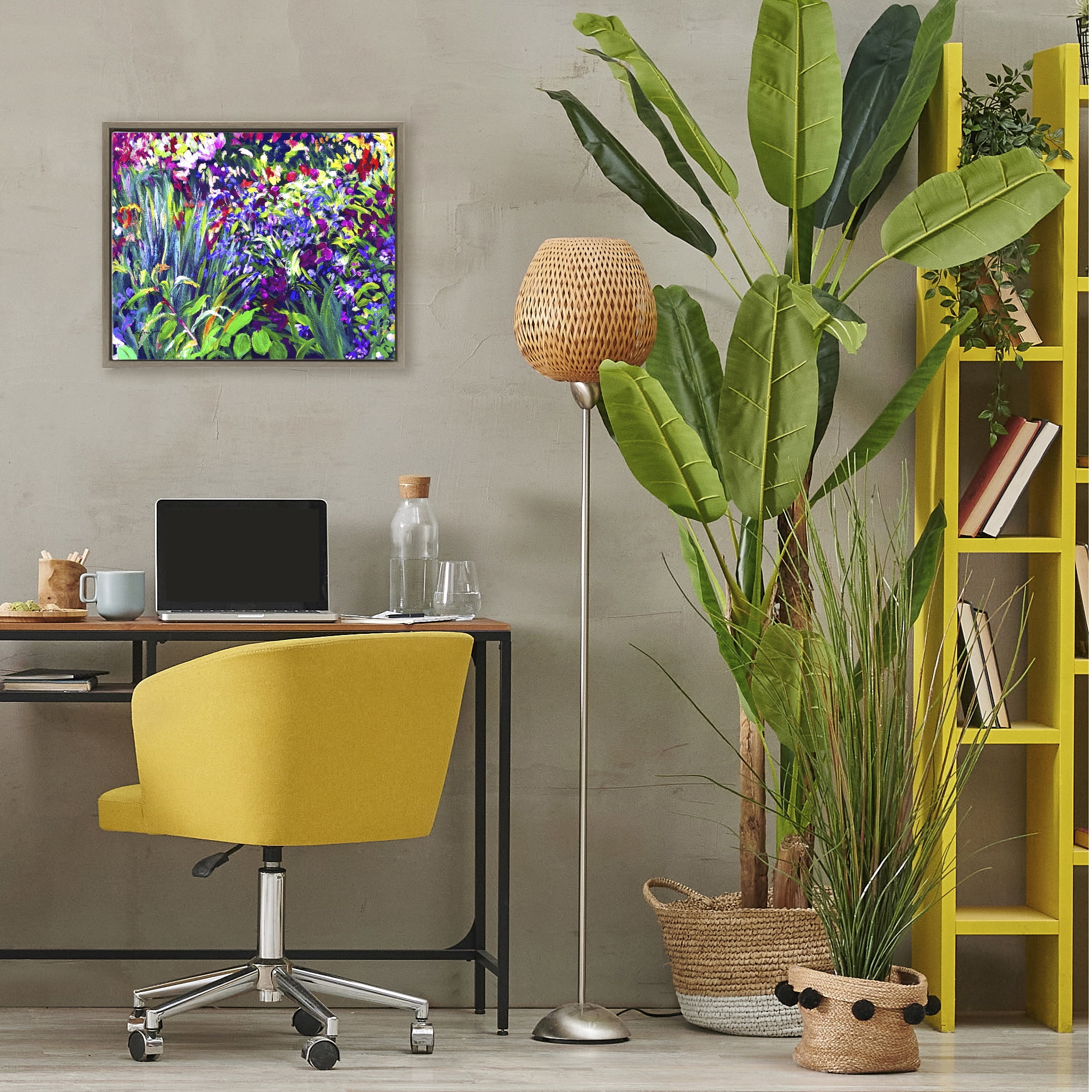 Stupell Industries Vibrant Confetti Garden Brown Framed Floater Canvas Wall Art, design by Lee Ann Zirbes