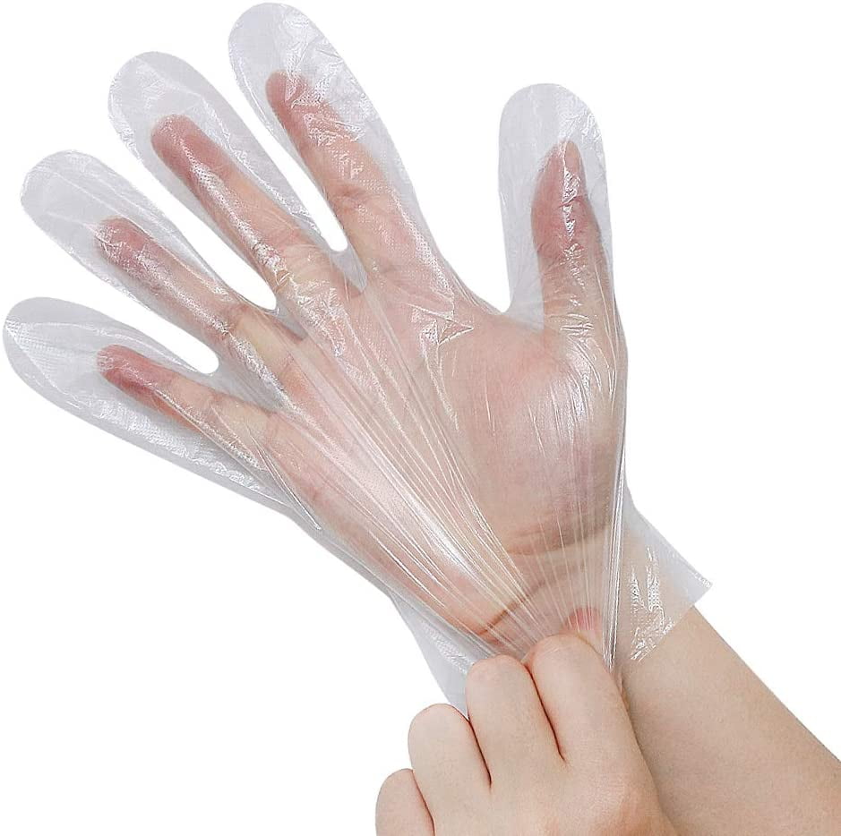 Poly Embossed Disposable Gloves Clear Size Medium Economy Dispenser Pack 100 