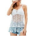 thumbnail image 2 of Wycnly Camisole for Women Workout Tops Beach Hollow out Spaghetti Strap Cover up Tops Casual Solid Sleeveless Tee Tops Girls Sleeveless Shirt, 2 of 4
