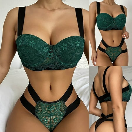 

bvgfsahne Ladies Strap Lace Crochet Cutout Teddy Lingerie Embroidery Gauze Underwear