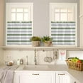 thumbnail image 4 of Sage Green Grey Stripe Kitchen Curtains, Farmhouse Watercolor Modern Geometric 3-Piece Kitchen Curtain Valance and Tiers Set 24 Inch Length, Rod Pocket Half Window Curtains for Cafe Living Room, 4 of 6