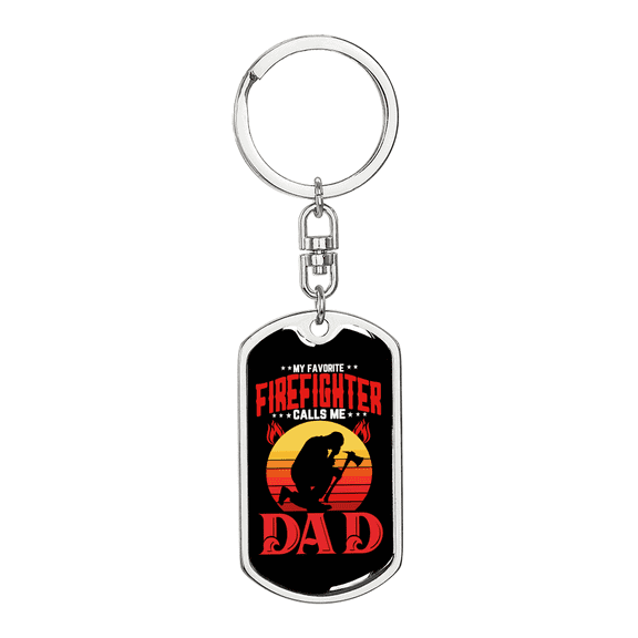 Favorite Firefighter Stainless Steel or 18k Gold Premium Swivel Dog Tag Keychain