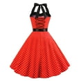 thumbnail image 5 of Jamsmile Womens Rockabilly Dress Summer Halter Polka Dot Strapless High Waist Vintage Hanging Neck Dress, 5 of 5