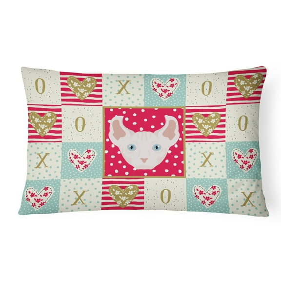 Carolines Treasures CK5113PW1216 Dwelf Cat Love Canvas Fabric Decorative Pillow, Red, 12H x16W, multicolor