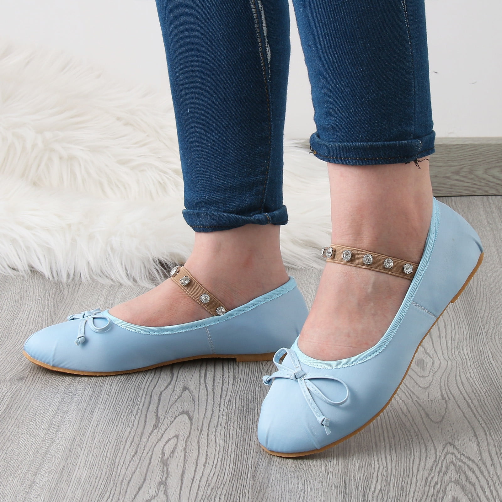 Baby blue top flat shoes
